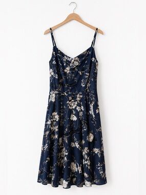 Old Navy Navy Blue Floral Slip Midi Dress